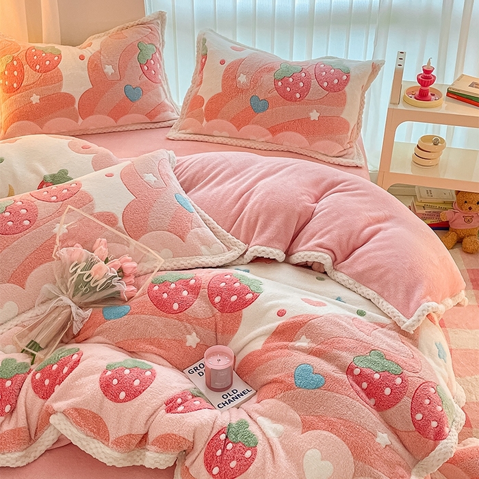 91家纺网 家纺一手货源 找家纺 （总）川悦生活 2023新款立体雪花绒宽边四件套