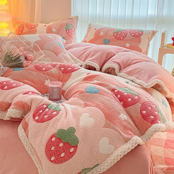 91家纺网 家纺一手货源 找家纺 （总）川悦生活 2023新款立体雪花绒宽边四件套