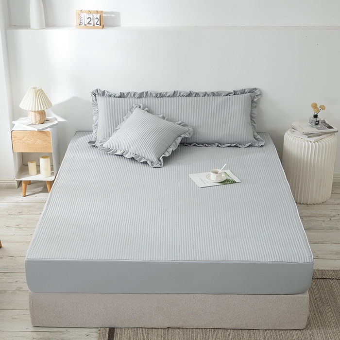 91家纺网 家纺一手货源 找家纺 紫碧螺家纺 2023新款四季棉夹棉系列床笠 灰