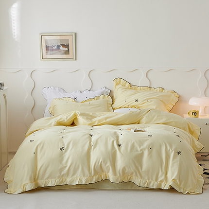 91家纺网 家纺一手货源 找家纺 （总）梦可莱家居 2023新款韩版花边刺绣洛丽塔四件套