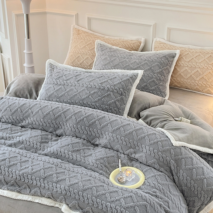 91家纺网 家纺一手货源 找家纺 贝拉梦 2023高克重加厚塔芙绒牛奶绒四件套单品 塔芙绒-蓝灰