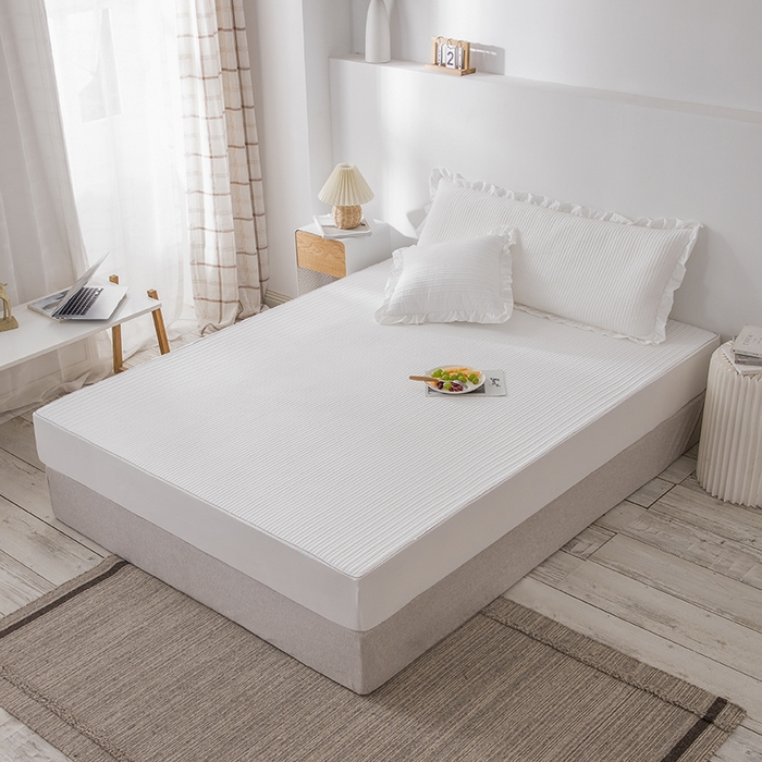 91家纺网 家纺一手货源 找家纺 紫碧螺家纺 2023新款四季棉夹棉系列床笠 白