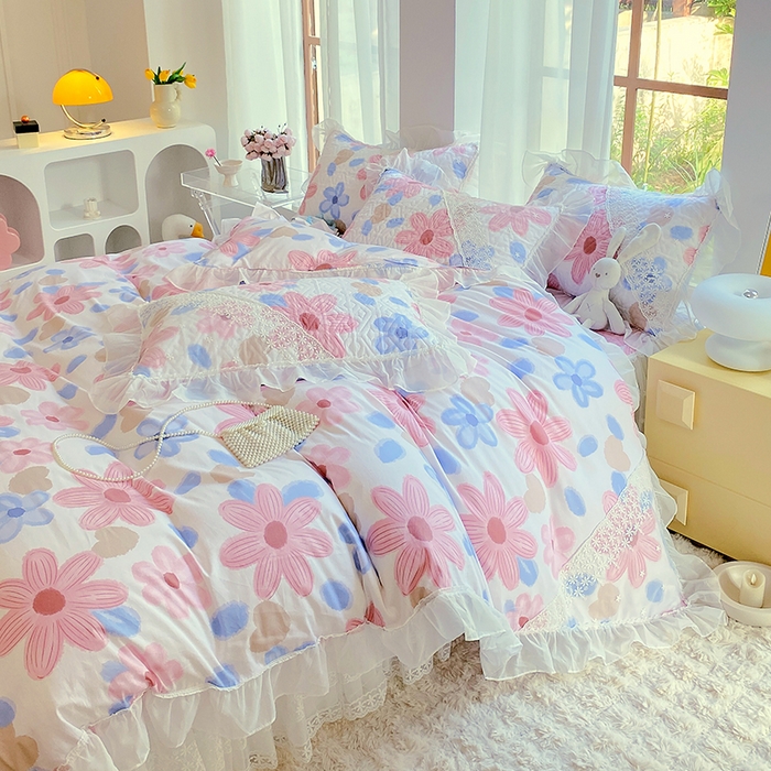 91家纺网 家纺一手货源 找家纺 罗艺轩家纺2024新款全棉蕾丝夹棉床裙忆江南系列-四件套 忆江南~梦境之旅