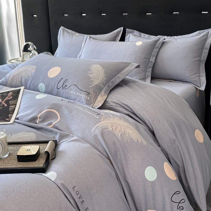 91家纺网 家纺一手货源 找家纺 铭成 2024新款全棉生态喷气加厚磨毛单品被套 优雅人生-灰