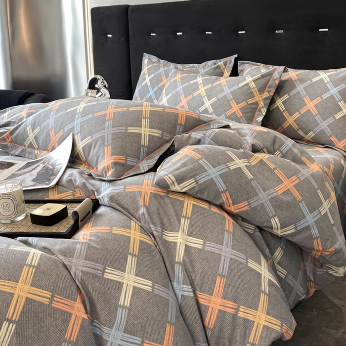 91家纺网 家纺一手货源 找家纺 铭成 2024新款全棉生态喷气加厚磨毛单品被套 布朗尼-灰