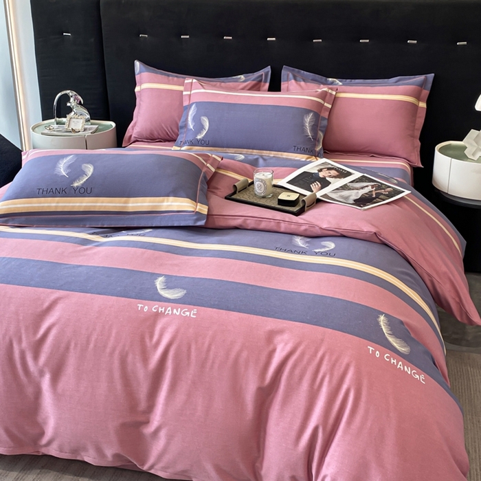 91家纺网 家纺一手货源 找家纺 铭成 2024新款全棉生态喷气加厚磨毛单品被套 风光无限-粉