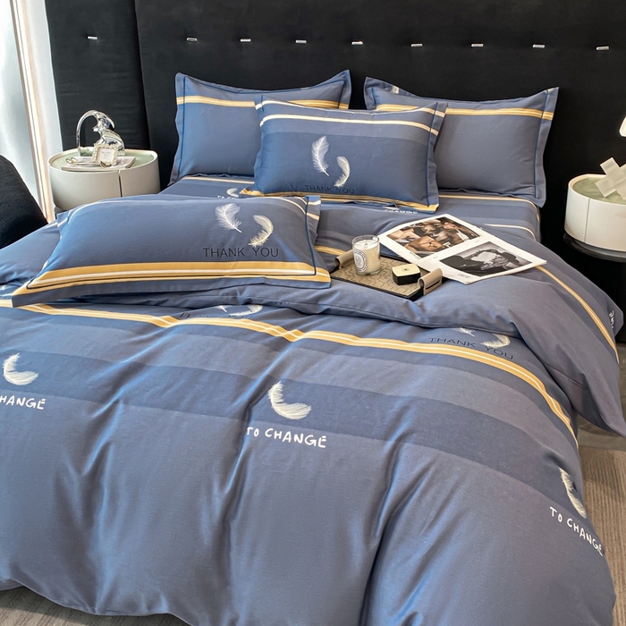 91家纺网 家纺一手货源 找家纺 铭成 2024新款全棉生态喷气加厚磨毛四件套 风光无限-灰