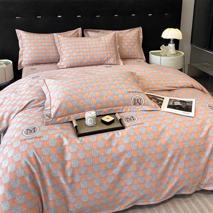 91家纺网 家纺一手货源 找家纺 铭成 2024新款全棉生态喷气加厚磨毛四件套 祖玛珑-桔