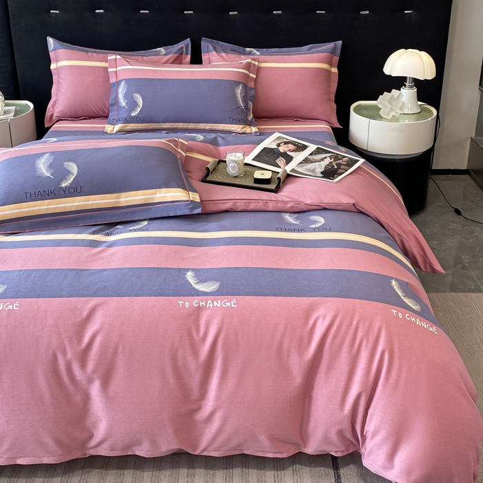 91家纺网 家纺一手货源 找家纺 铭成 2024新款全棉生态喷气加厚磨毛单品被套 风光无限-粉