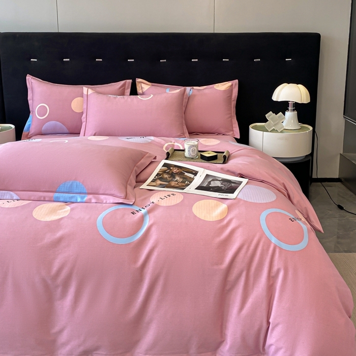 91家纺网 家纺一手货源 找家纺 铭成 2024新款全棉生态喷气加厚磨毛单品被套 舞动青春-粉