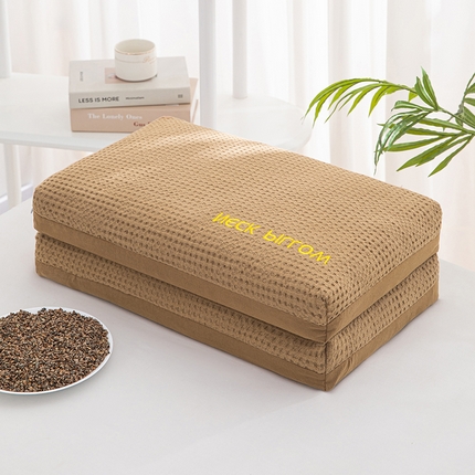 91家纺网 家纺一手货源 找家纺 织布人 2023新款可拆洗全棉A版水洗棉B版华夫格全荞麦枕头枕套+枕芯 直角双面荞麦枕-咖色