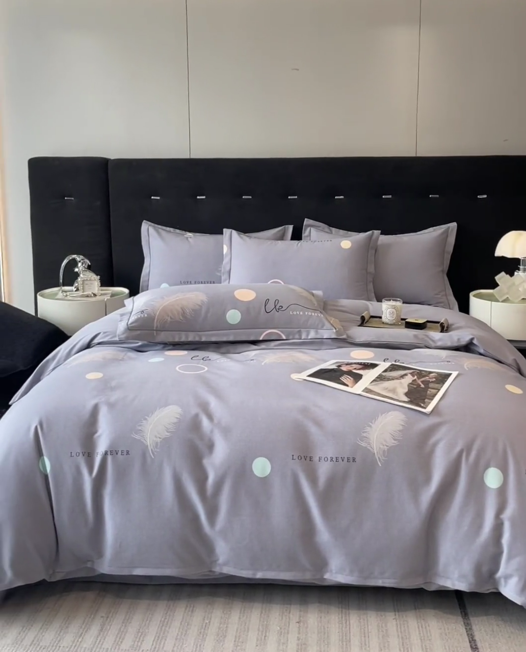 91家纺网 家纺一手货源 找家纺 铭成 2024新款全棉生态喷气加厚磨毛四件套 优雅人生-灰