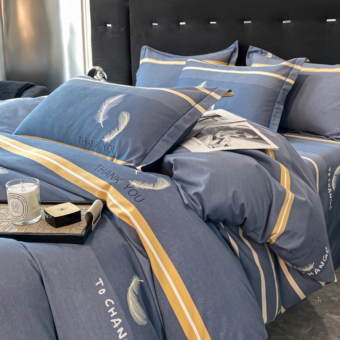 91家纺网 家纺一手货源 找家纺 铭成 2024新款全棉生态喷气加厚磨毛四件套 风光无限-灰