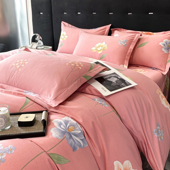 91家纺网 家纺一手货源 找家纺 铭成 2024新款全棉生态喷气加厚磨毛单品被套 瑞丽-粉