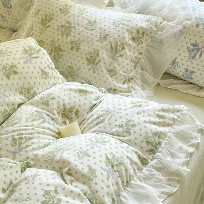 91家纺网 家纺一手货源 找家纺 玛奇朵2023新款秋冬新品5D立体雕花牛奶绒四件套 温妮-绿