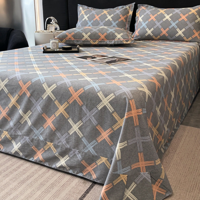 91家纺网 家纺一手货源 找家纺 铭成 2024新款全棉生态喷气加厚磨毛单品床单 布朗尼-灰