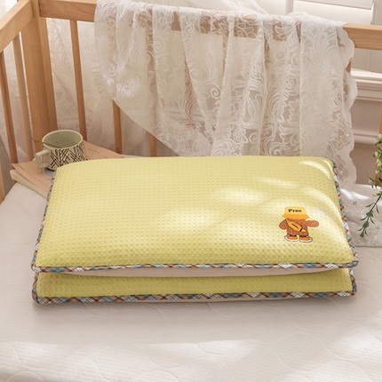 91家纺网 家纺一手货源 找家纺 织布人 2023新款枕芯可拆洗全棉华夫格儿童学生枕头刺绣枕套+枕芯 同学你好-奶油色