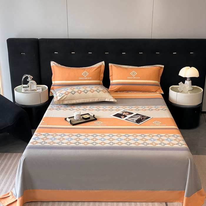 91家纺网 家纺一手货源 找家纺 铭成 2024新款全棉生态喷气加厚磨毛单品床单 卡纳尔-桔