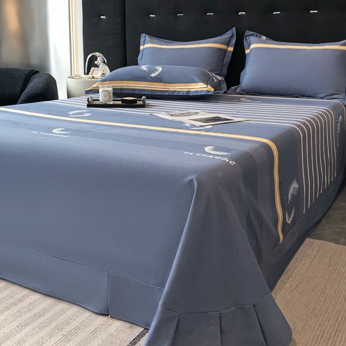 91家纺网 家纺一手货源 找家纺 铭成 2024新款全棉生态喷气加厚磨毛单品床单 风光无限-灰