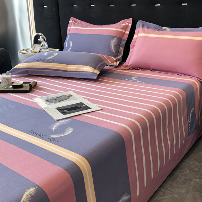 91家纺网 家纺一手货源 找家纺 铭成 2024新款全棉生态喷气加厚磨毛单品床单 风光无限-粉