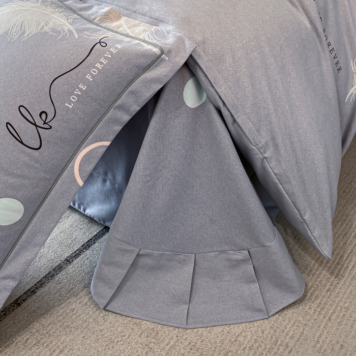 91家纺网 家纺一手货源 找家纺 铭成 2024新款全棉生态喷气加厚磨毛四件套 优雅人生-灰