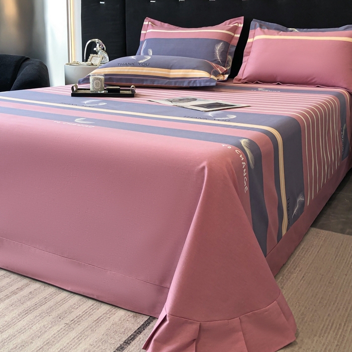 91家纺网 家纺一手货源 找家纺 铭成 2024新款全棉生态喷气加厚磨毛单品床单 风光无限-粉