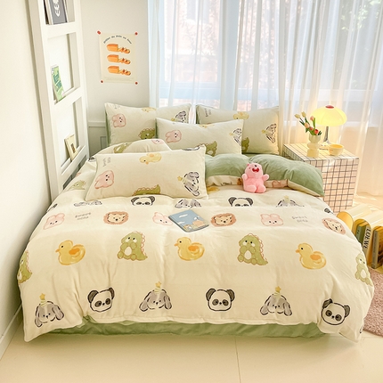 桃子 2023新款ins小清新韩系可爱卡通奶油兔子加厚牛奶绒系列四件套详情第三批 绒-欢乐世界