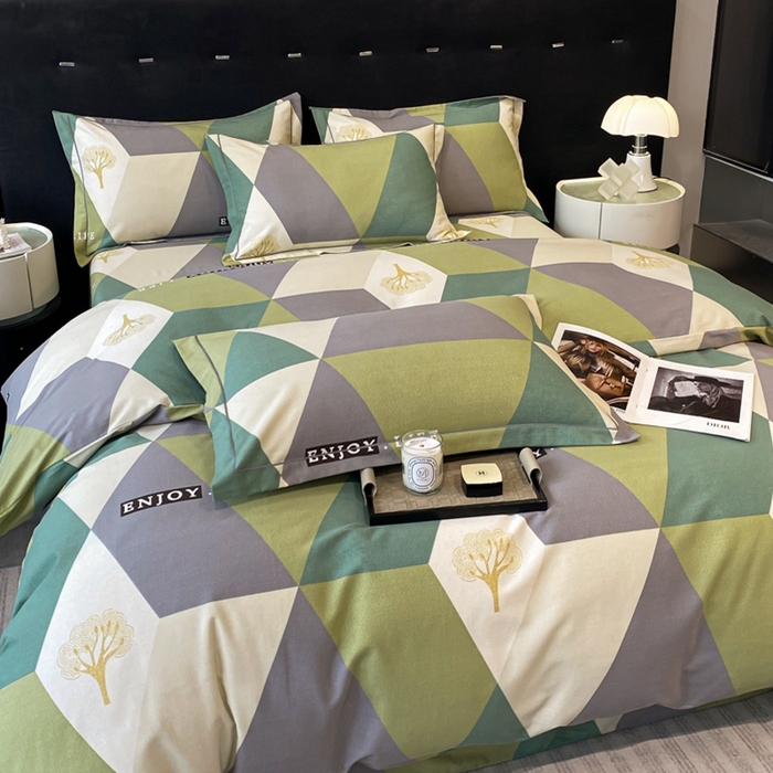 91家纺网 家纺一手货源 找家纺 铭成 2024新款全棉生态喷气加厚磨毛单品被套 拉斐尔-绿