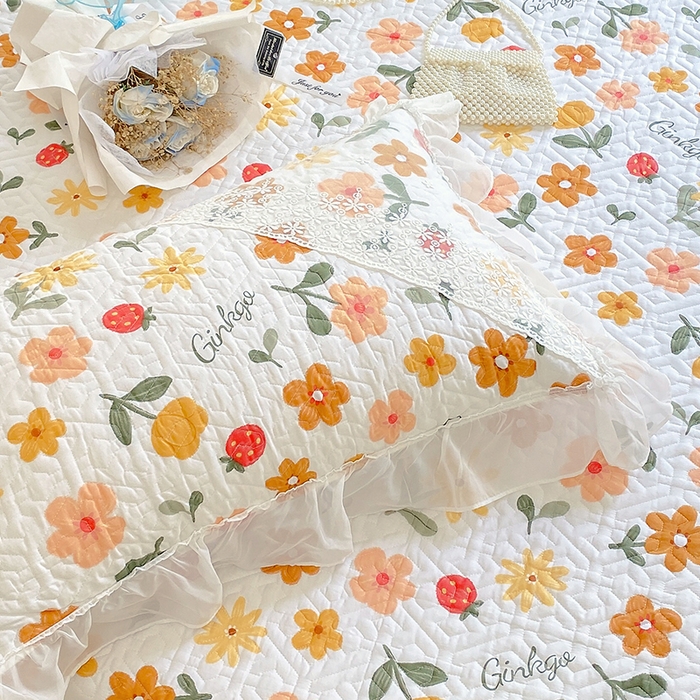 91家纺网 家纺一手货源 找家纺 罗艺轩家纺2024新款全棉蕾丝夹棉床裙忆江南系列-床裙三件套 忆江南~春意