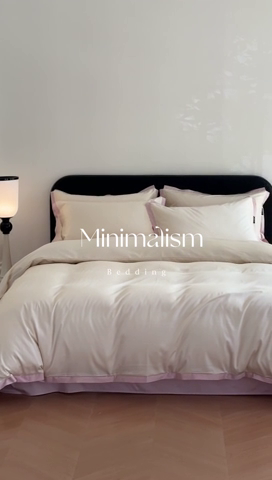 91家纺网 家纺一手货源 找家纺 618家纺2023新款180支长绒棉高支贡缎四件套 安迪-奶昔白蜜果粉