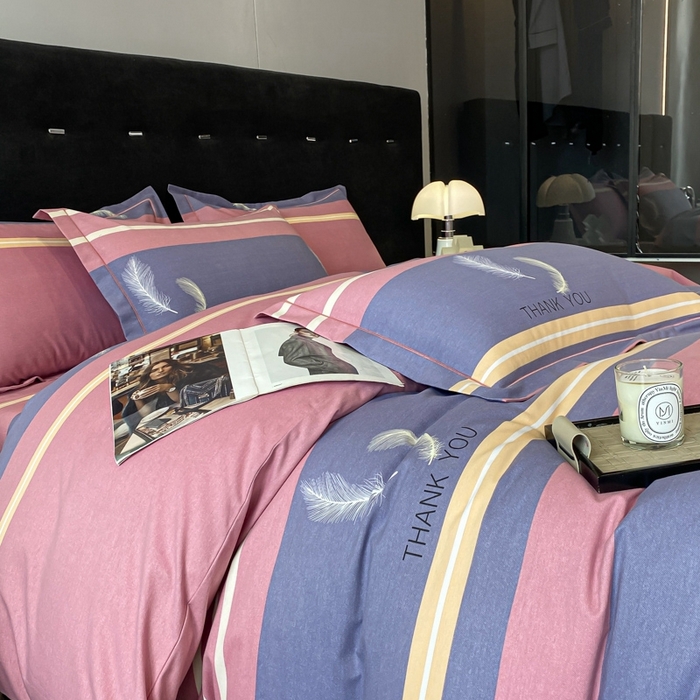 91家纺网 家纺一手货源 找家纺 铭成 2024新款全棉生态喷气加厚磨毛单品被套 风光无限-粉