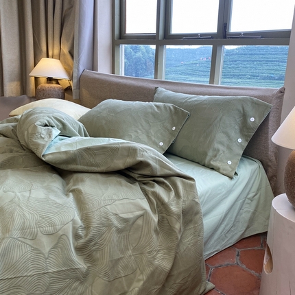 91家纺网 家纺一手货源 找家纺 （总）玉宇阁家居 2023早秋新品全棉色织浮雕提花四件套--茶未央