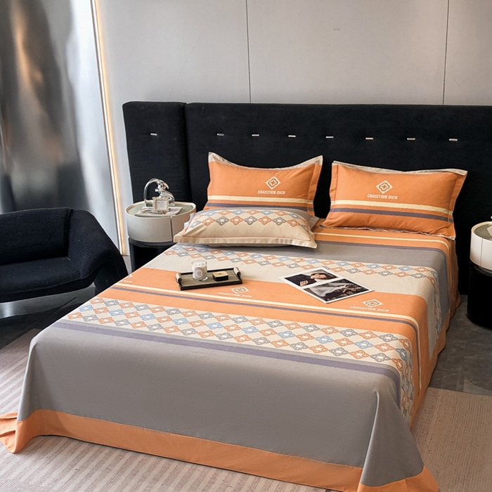 91家纺网 家纺一手货源 找家纺 铭成 2024新款全棉生态喷气加厚磨毛单品床单 卡纳尔-桔