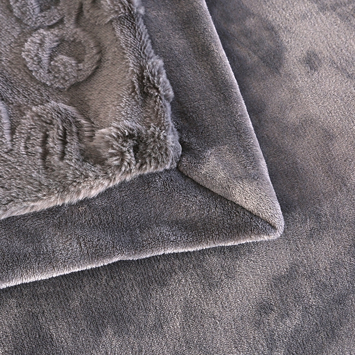 91家纺网 家纺一手货源 找家纺 代芙 2024新款高克重电商直播爆款11斤提花兔毛绒牛奶绒四件套 清雅-灰