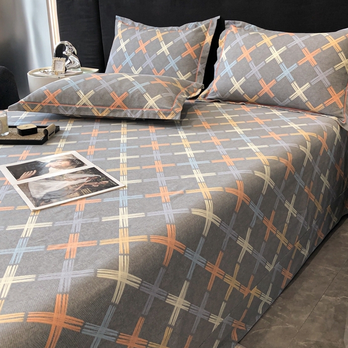 91家纺网 家纺一手货源 找家纺 铭成 2024新款全棉生态喷气加厚磨毛单品床单 布朗尼-灰