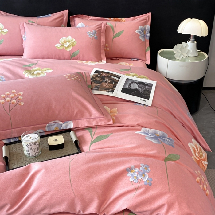 91家纺网 家纺一手货源 找家纺 铭成 2024新款全棉生态喷气加厚磨毛单品被套 瑞丽-粉