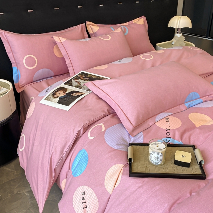 91家纺网 家纺一手货源 找家纺 铭成 2024新款全棉生态喷气加厚磨毛单品被套 舞动青春-粉