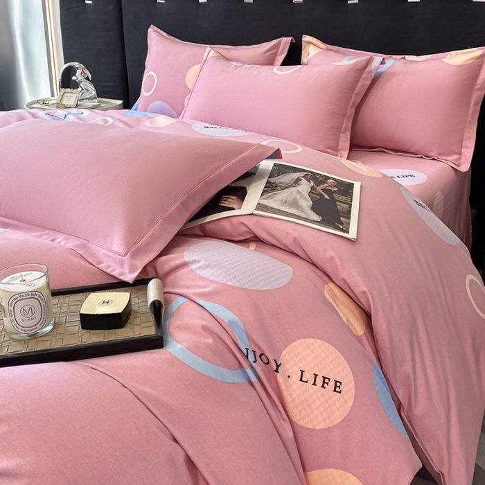 91家纺网 家纺一手货源 找家纺 铭成 2024新款全棉生态喷气加厚磨毛单品被套 舞动青春-粉