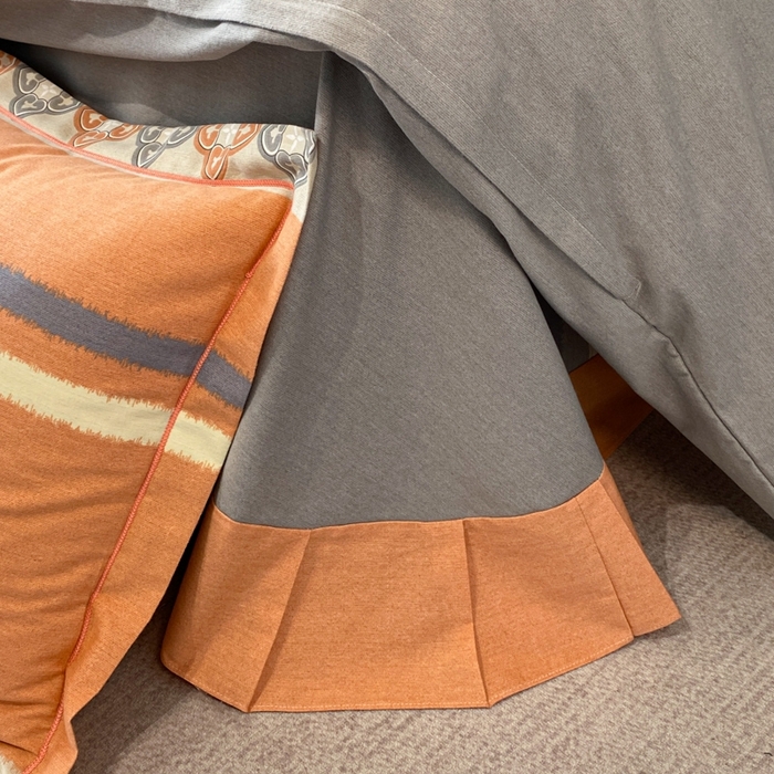 91家纺网 家纺一手货源 找家纺 铭成 2024新款全棉生态喷气加厚磨毛四件套 卡纳尔-桔