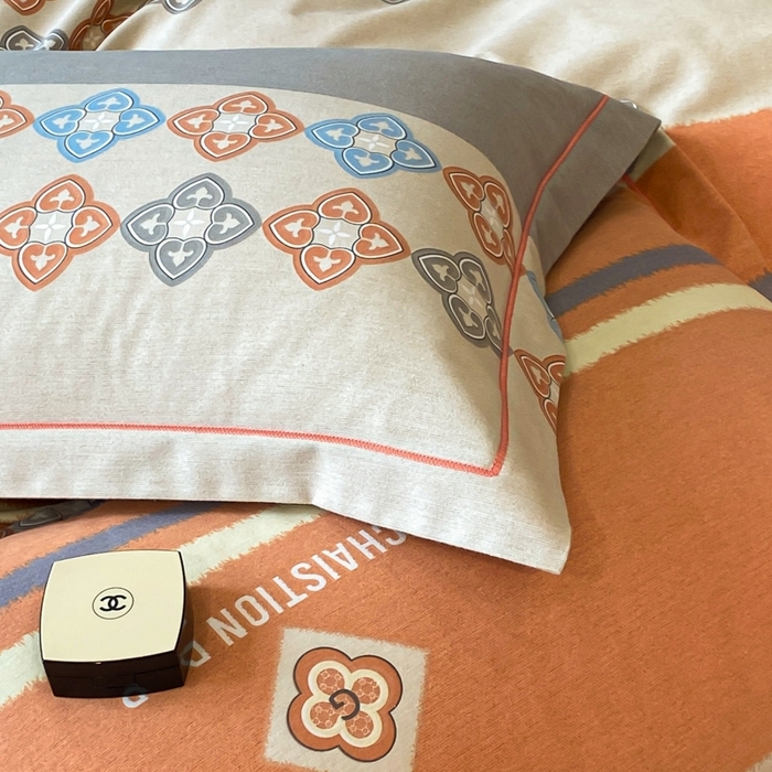 91家纺网 家纺一手货源 找家纺 铭成 2024新款全棉生态喷气加厚磨毛四件套 卡纳尔-桔