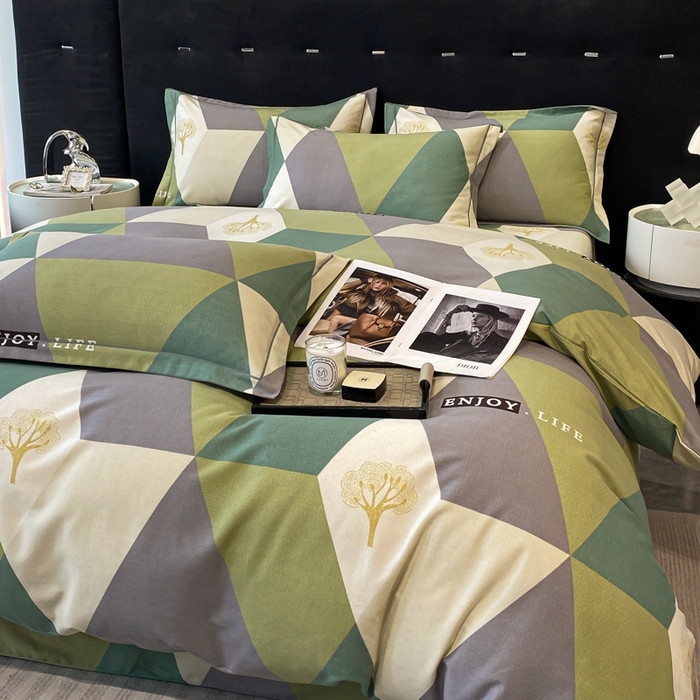 91家纺网 家纺一手货源 找家纺 铭成 2024新款全棉生态喷气加厚磨毛单品被套 拉斐尔-绿