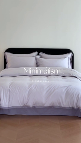 91家纺网 家纺一手货源 找家纺 618家纺2023新款180支长绒棉高支贡缎四件套 安迪-浅紫紫灰