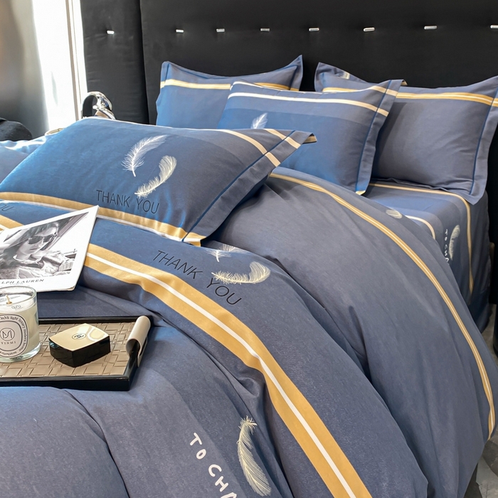 91家纺网 家纺一手货源 找家纺 铭成 2024新款全棉生态喷气加厚磨毛四件套 风光无限-灰