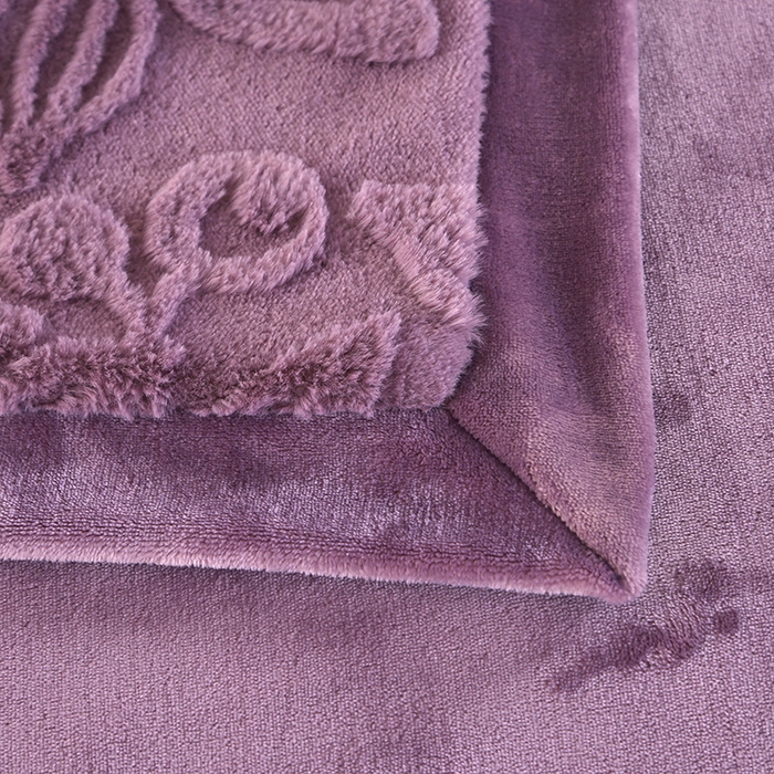 91家纺网 家纺一手货源 找家纺 代芙 2024新款高克重电商直播爆款11斤提花兔毛绒牛奶绒四件套 清雅-紫