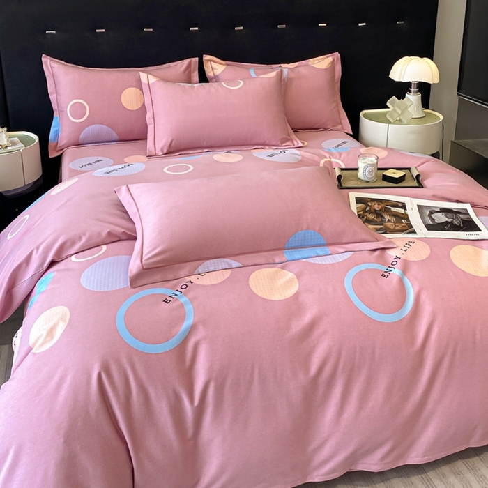 91家纺网 家纺一手货源 找家纺 铭成 2024新款全棉生态喷气加厚磨毛单品被套 舞动青春-粉