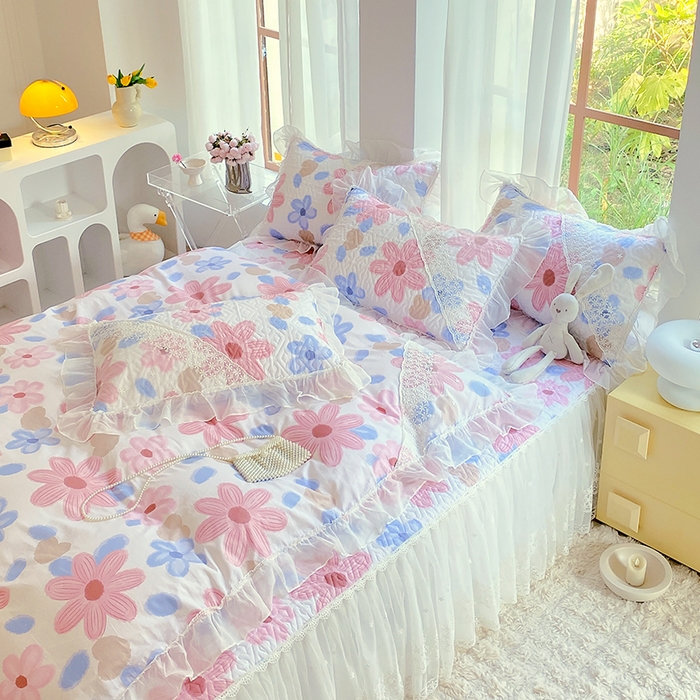 91家纺网 家纺一手货源 找家纺 罗艺轩家纺2024新款全棉蕾丝夹棉床裙忆江南系列-四件套 忆江南~梦境之旅