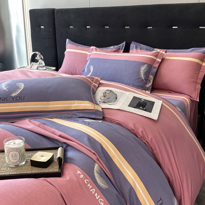 91家纺网 家纺一手货源 找家纺 铭成 2024新款全棉生态喷气加厚磨毛单品被套 风光无限-粉