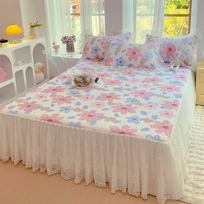 91家纺网 家纺一手货源 找家纺 罗艺轩家纺2024新款全棉蕾丝夹棉床裙忆江南系列-床裙三件套 忆江南~梦境之旅