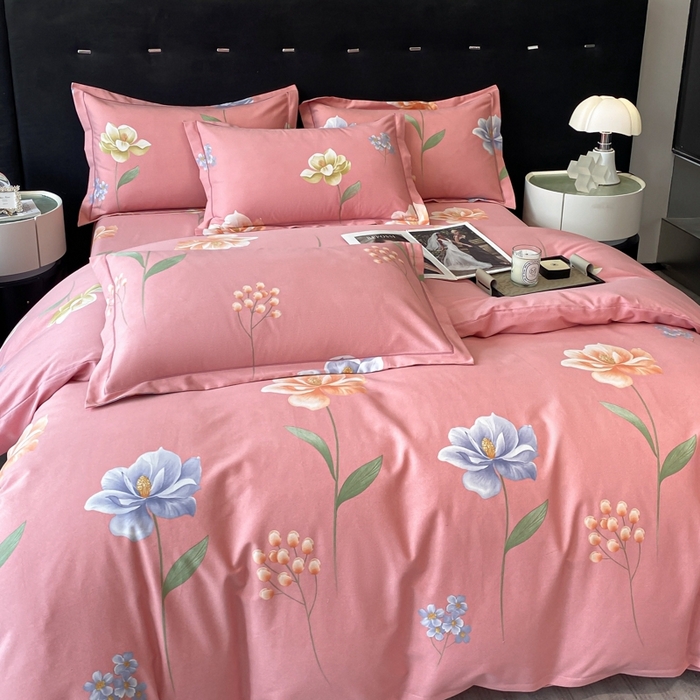 91家纺网 家纺一手货源 找家纺 铭成 2024新款全棉生态喷气加厚磨毛单品被套 瑞丽-粉