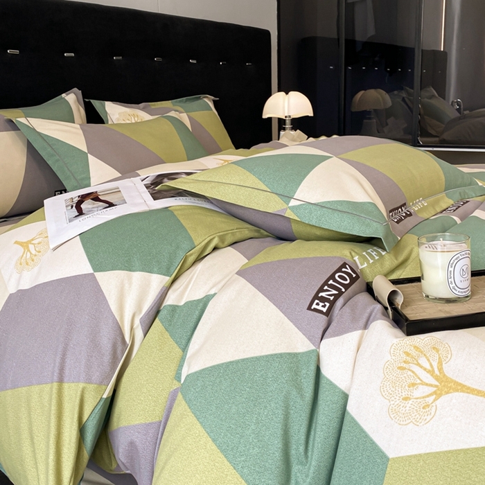 91家纺网 家纺一手货源 找家纺 铭成 2024新款全棉生态喷气加厚磨毛单品被套 拉斐尔-绿